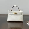 Kazilan 19 Kelli Straußen-Rindsleder Zweite Generation Kelly Tasche Ein Schulter-Umhängetasche Stahlbeschläge Mini Tragbar Damen Tasche