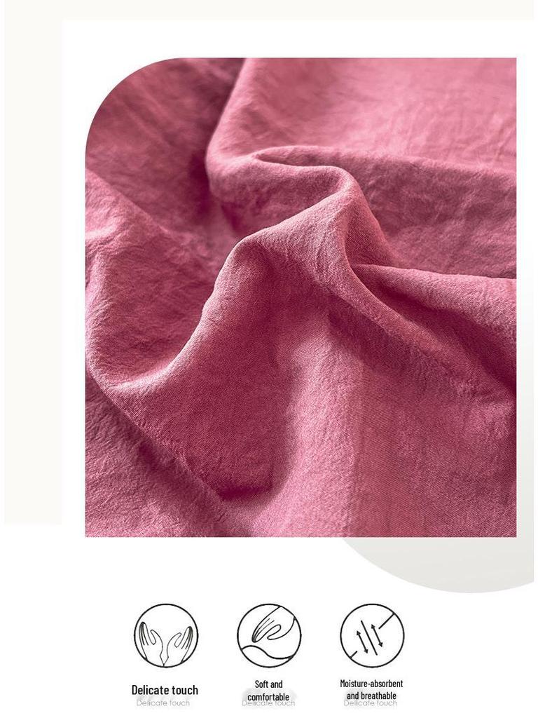 MUJI-Style Four-Piece Flannel & Washed Cotton Bedding Set with Buttoned Duvet Cover