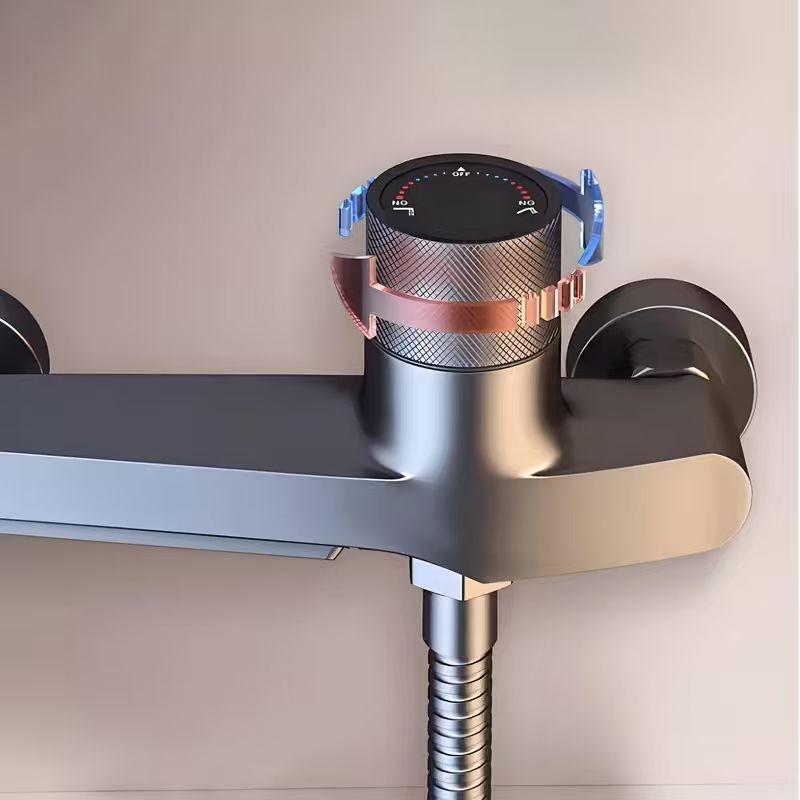 Modern Bathroom Faucet - Wall-Mounted Bathtub/Shower Mixer Tap with Hot & Cold Control, Concealed Valve, Matte Black Finish for