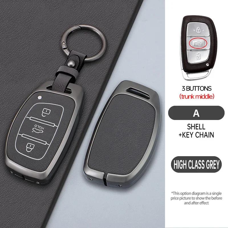 Alloy 3 4 Button Car Key Case Cover For Hyundai Avante Sonata Santa Fe    Tucson   Elantra Azera  Creta