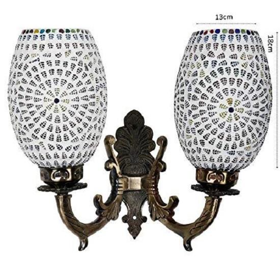 Double Dome Glass Wall Lamp for Living & Home Decoration Turkish Lamp (multicolur, Bulb Not Included); Made In India