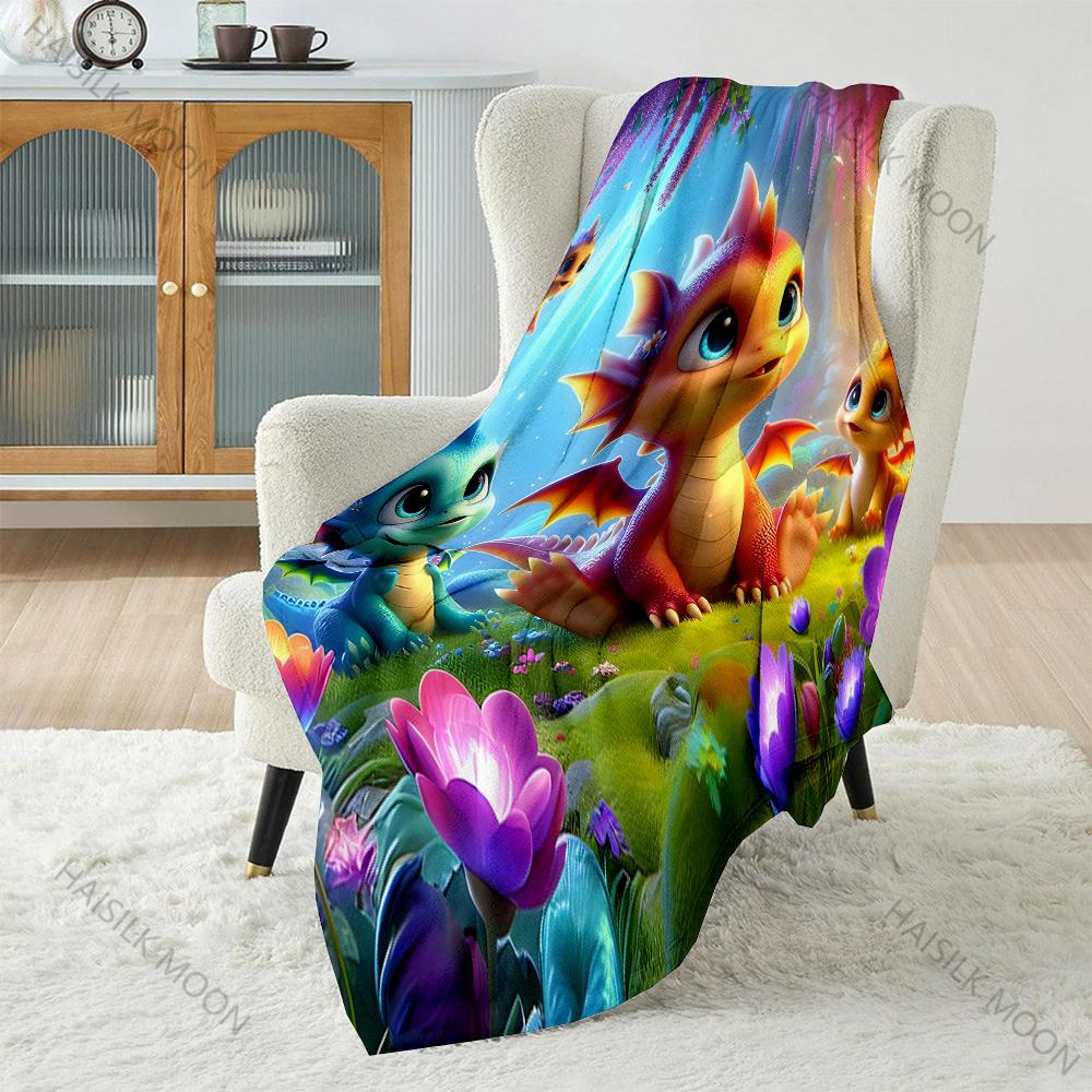 1PC Fairy Tale World Dragon Patterns Blanket Warm Soft for Sofa Bed Home Travel Camping Blanket All Seasons Luxury Gifts