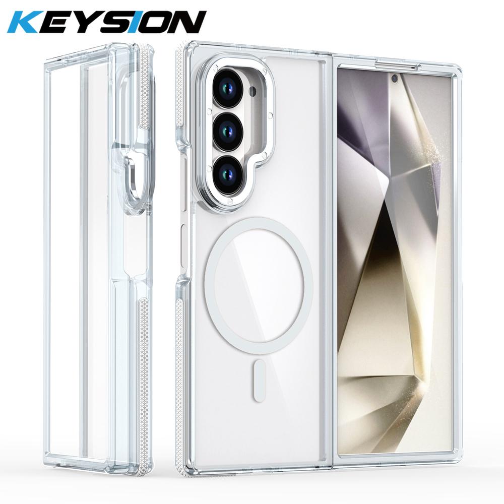 KEYSION Transparent Magnetic Case for MagSafe for Samsung Z Fold 7 6 5G Clear Shockproof Phone Back Cover for Galaxy Z Fold 6 7