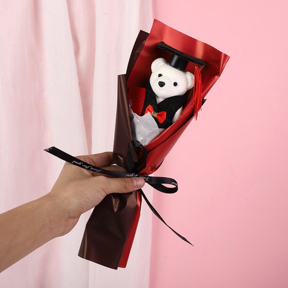 

Dr. Bear Flower Bouquet Cute Bear Cartoon Lovely Bear Cartoon Doctor Bear Toy Graduation Gifts красный