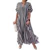Fashion Side Slit Striped Loose Casual Short-sleeved Dress