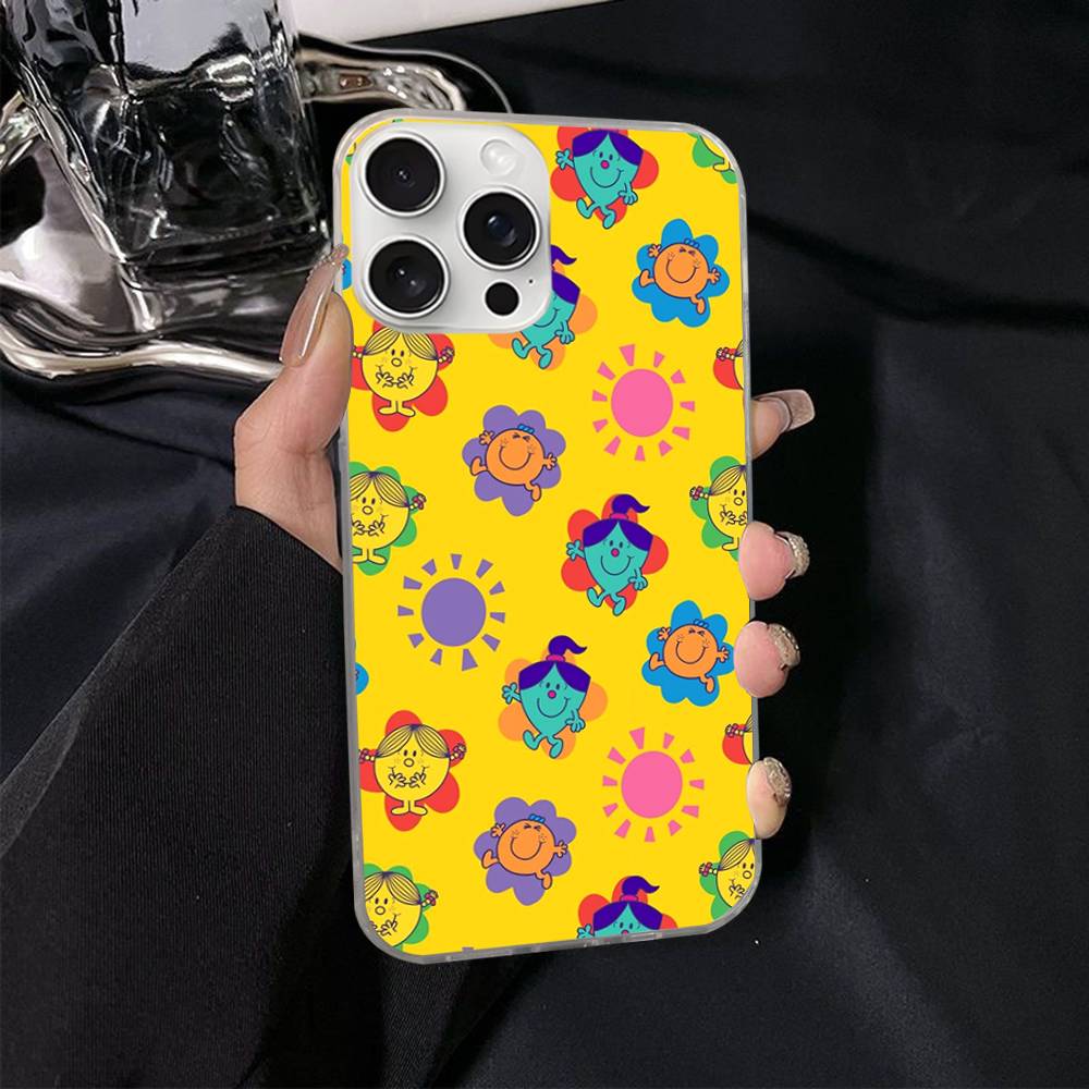 Gifts Mr Men And Little MisS Silver Gradient Pleated Water Ripple Phone Case For IPhone 17 16 15 14 13 12 11 Pro Max