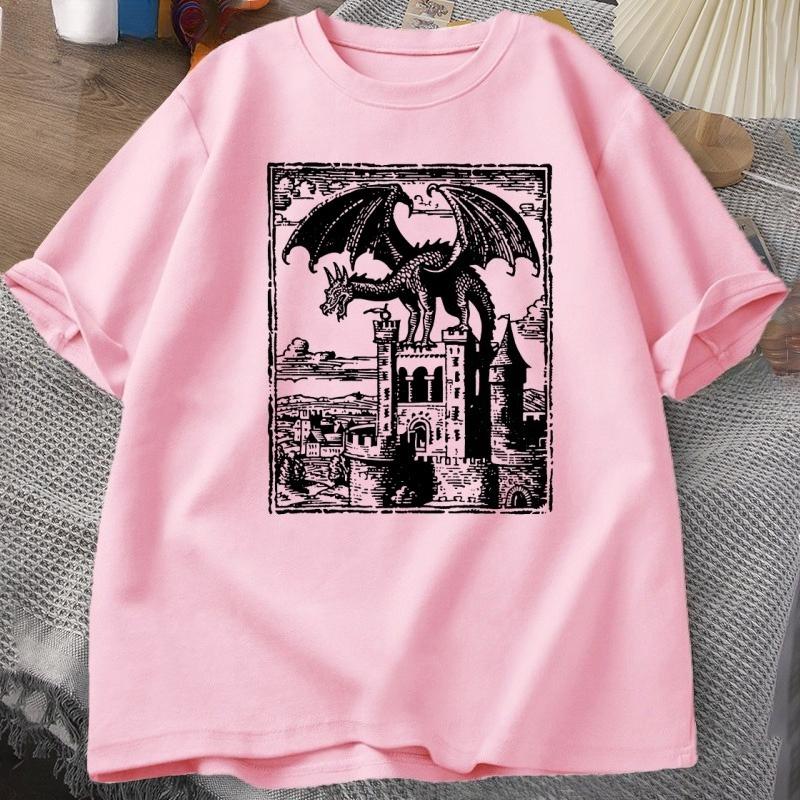 Dragon Vintage Dark Graphic T Shirt 90s Retro Y2k Tshirt Print Oversized Tshirt Women Unisex Short Sleeve Loose Casual Tee Shirt