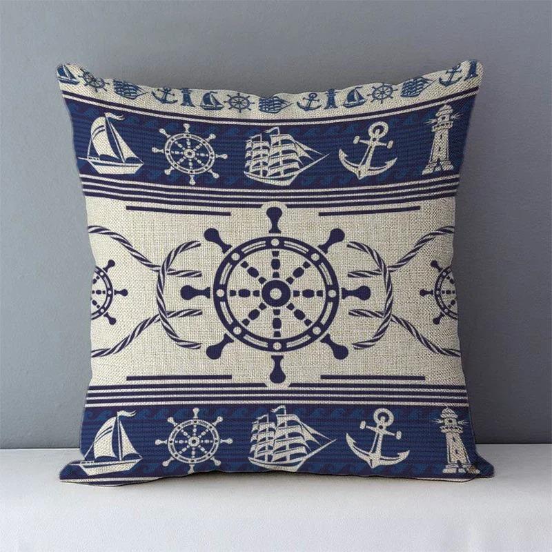 Home Decor Vintage Nautical Patterns Pillow Covers Pattern Cushion Cover Suitable for Sofa Bedroom Car Pillow Cover