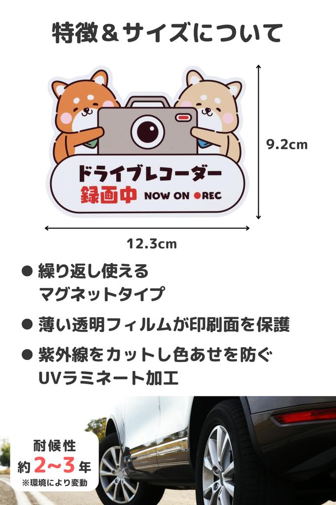 Morikuma Shoten Dash Cam Sticker Recording Car Sticker (Small Magnet)