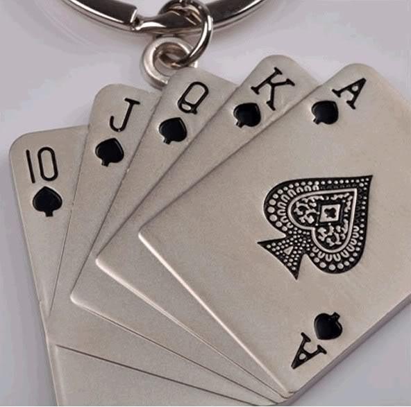 Special Classic 3D Poker 10JQKA Toilet Tool Model Key Chain Playing Card Keyring Keyfob Gift for Lover