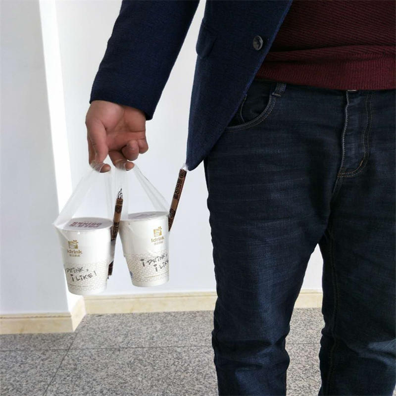 100 Pieces Thick Gusseted TShape Takeout Bags with Snap Closure for Bubble Milk Tea Coffee Food Packaging and Leak Proof Carry