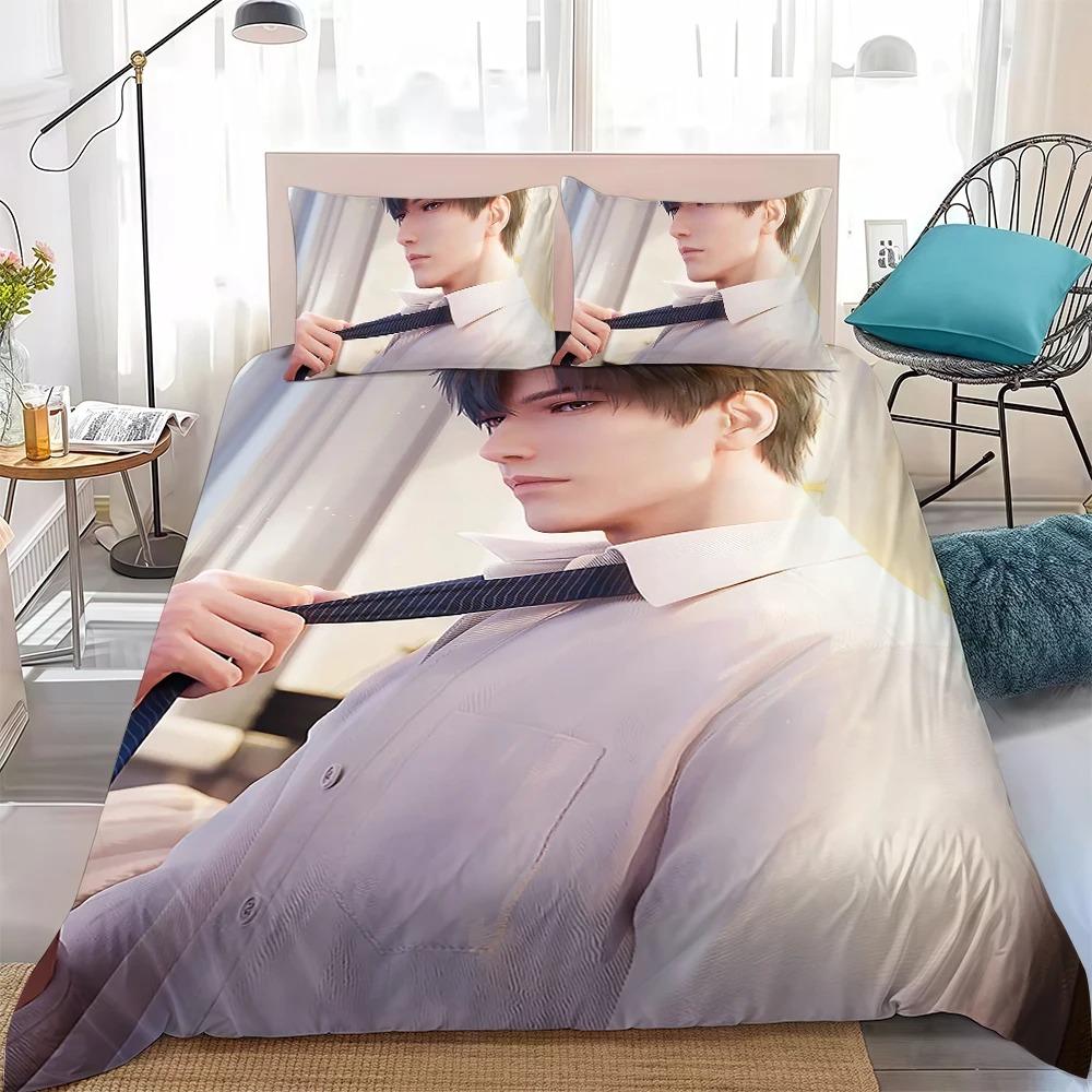 Love and Deepspace Zayne Beddengoed Dekbedovertrek Kussensloop Enkele Tweepersoons Maat Cadeau voor Student Volwassene 2/3-delige set Woondecoratie 135x200cm (3pcs)