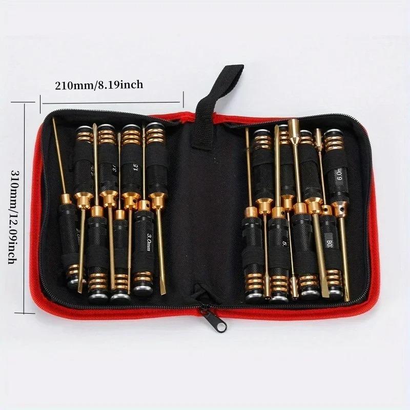 16 Pcs/set  Aviation Model Tools Hexagonal Dual Color Aluminum Alloy Handle Internal Hexagonal Screwdriver- Shaped+shaped Socket