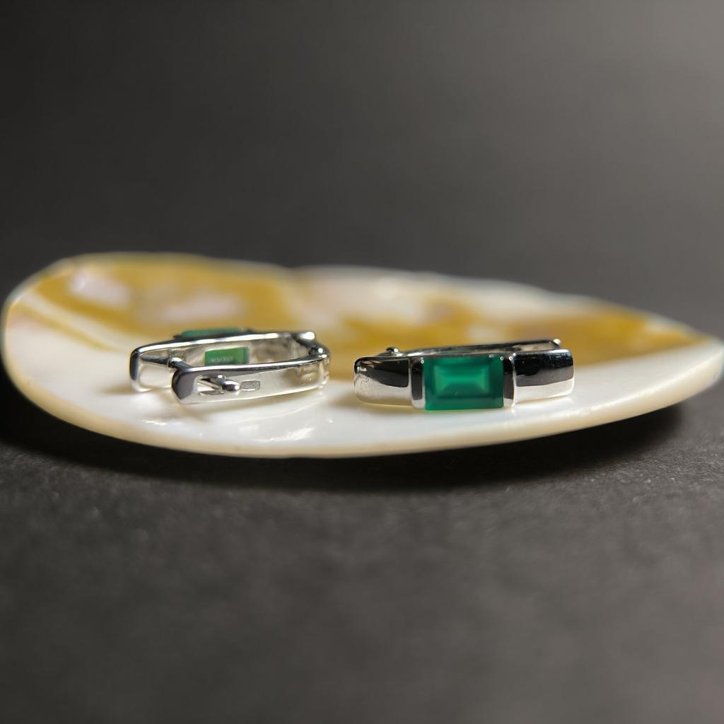 Серебряные серьги с натуральным агатом 1.023ct (2213390)