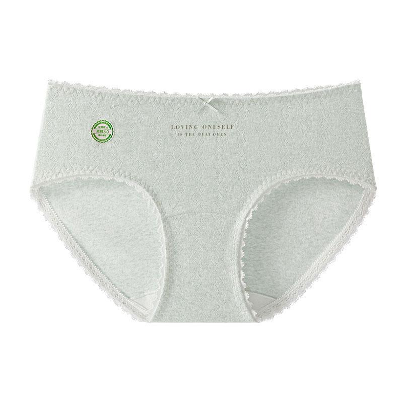 

Female Spring and Autumn Sweet Lace Edge Pure Cotton 10A Antibacterial Extended and Wide Crotch Breathable Briefs XL зелений