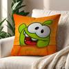 Süßer Frosch Cartoon Spiel Lustiges Gesicht O-Om N-Nom Kissenbezug Für Kissen Druck Sofa Dekoration Zuhause Auto Büro Nordische Schlichtheit