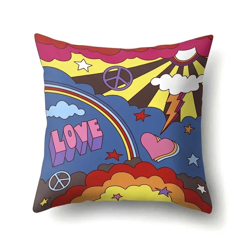 Sofa Pillowcase Home Cushion Cover Colorful Rainbow