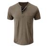 Men's Casual Henley Neck Short Sleeve T-shirt with Chest Pocket