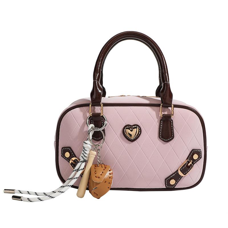 Niche Design Sweet Cool Diamond Lattice Bowling Bag Handbag High-grade Single Shoulder Oblique Span Bag