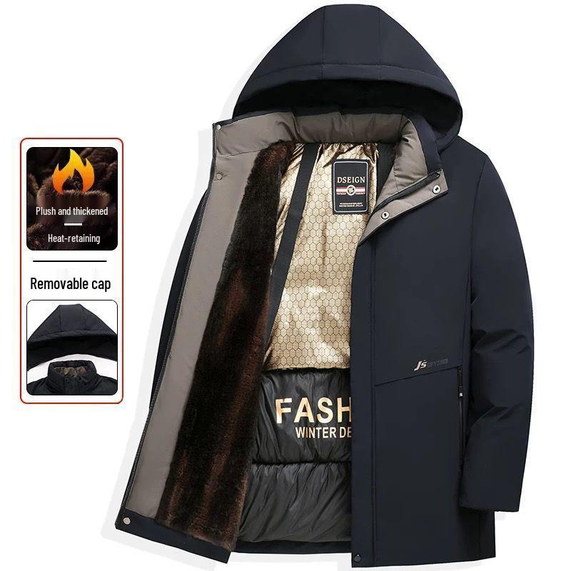 2024 Winter Men's Graphene Cotton Parka with Warm Detachable Hood