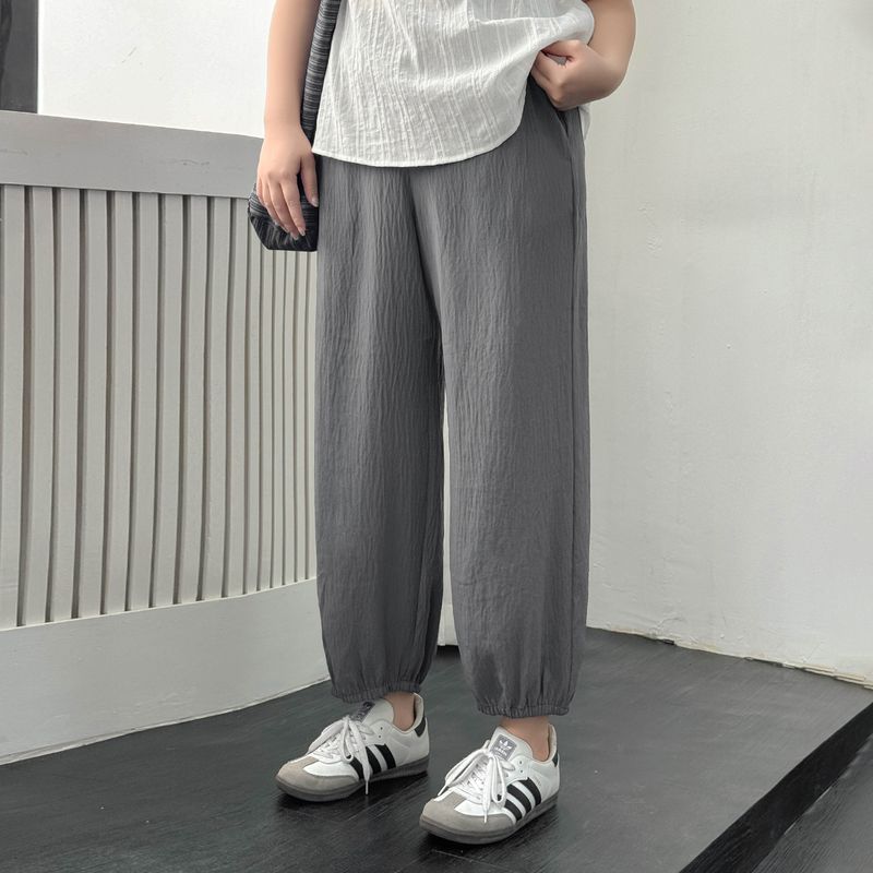 Plus Size Women's Clothing [Cool Fiber Smooth Skin Pants] Texture Summer Easiest for Match Casual Ankle Length Ankle-Tied Cool Pants