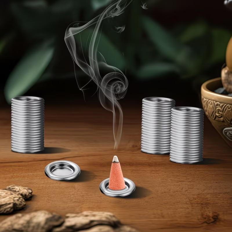 Small Metal Disc Incense Holder 10Pcs Anti-Scratch Heat Resistant Tray for Incense Cone Tower Home Decoration Gift
