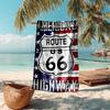 Beach Towel with U.S. Route 66 Pattern - Soft,absorbent,machine Washable Lightweight&Modern,swimming,Travel Essentials