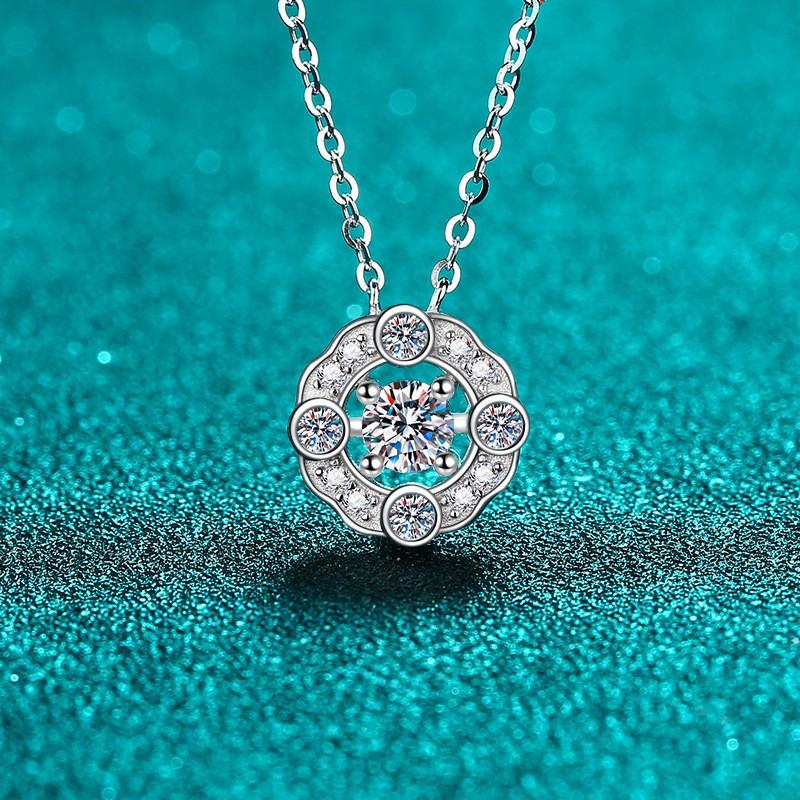 Sterling Moissanite Pendant Necklace Women With 4-Prong Setting Fresh Elegant Daily Wear Cross Chain 925 Sterling Silver