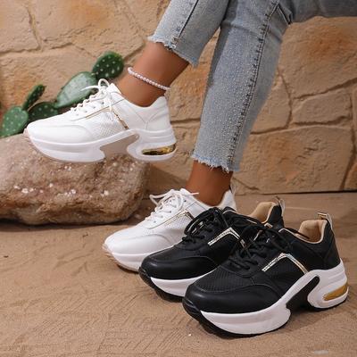 Sneakers Casual da Donna Primavera Nuovi Traspiranti Rete Comfort Suola Morbida Chunky Scarpe Sportive Taglia Grande Semplici Versatili Scarpe con Plateau