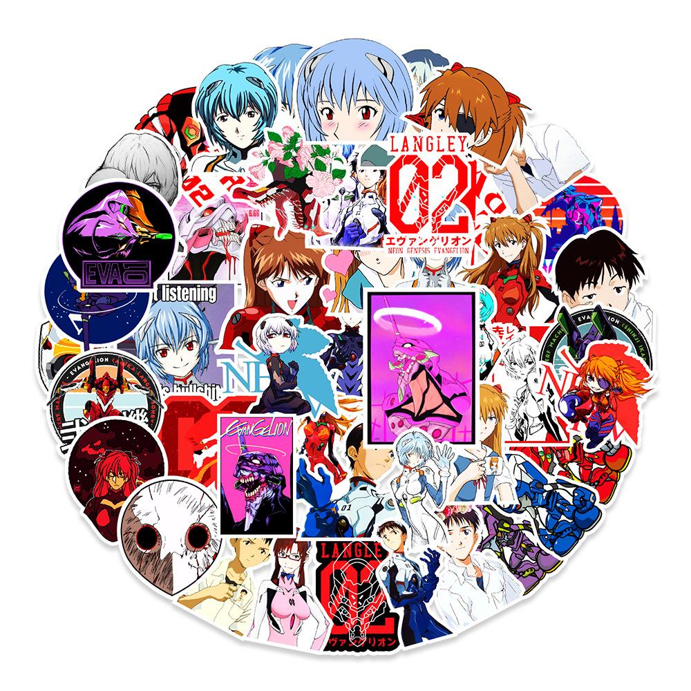 50 New Evangelion Graffiti Stickers Car Skateboard Refrigerator Suitcase Mobile Phone Decoration Stickers
