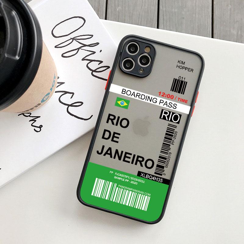 INS Fashion Design New York Seoul Tokyo Boarding Pass Ticket Phone Case for Iphone XS X XR 13 12 11 14 15 Pro Max 7 8 Plus Cover