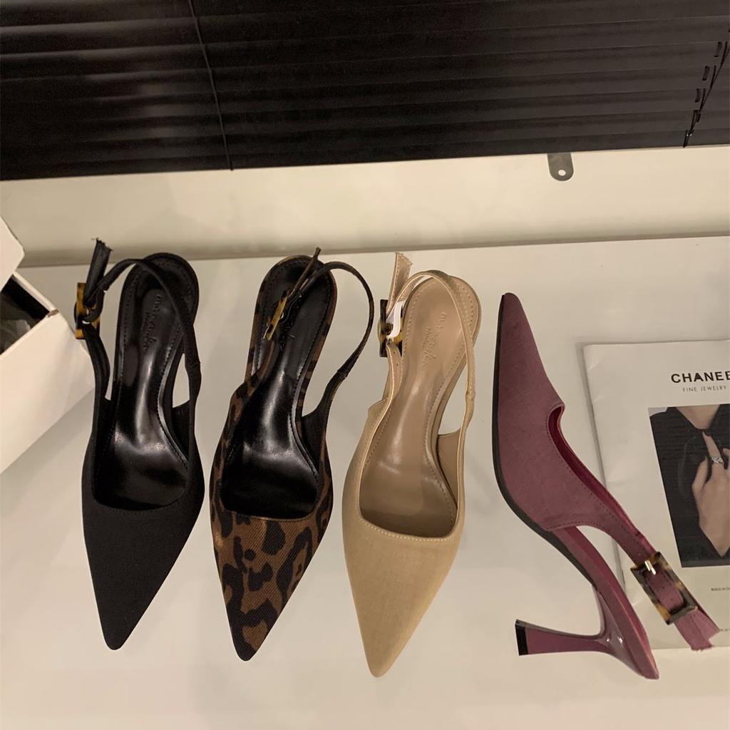 Niche French high heels bag head sandals fairy shoes 2025 new spring and summer temperament socialite black single shoes