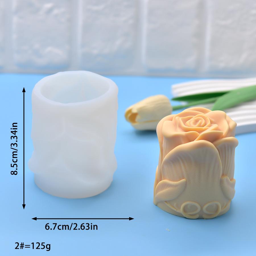 Thin Rose Scented Aromatherapy Candle Silicone Mold, DIY Flower Plaster Ornament Soap Mold