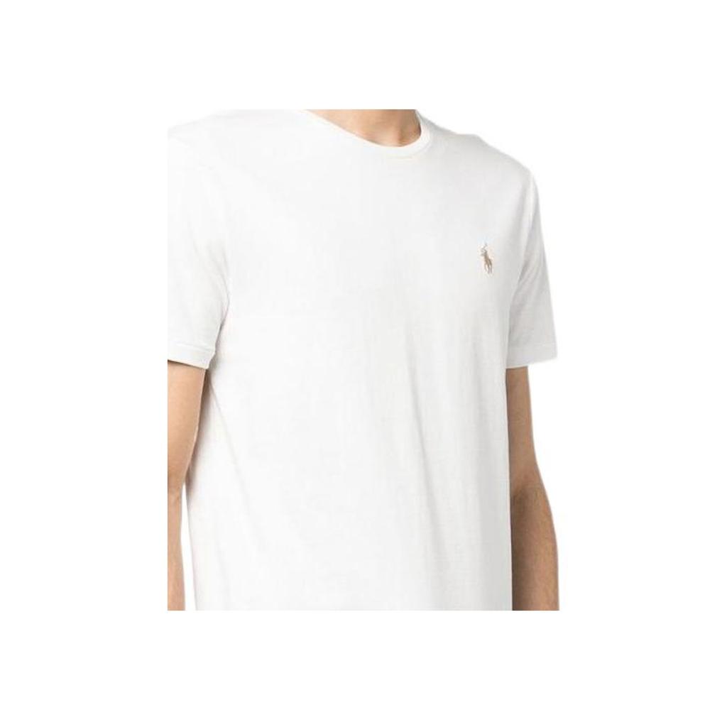Polo Ralph Lauren SS23 T-shirt a maniche corte in cotone con logo ricamato Uomo Top Bianco 710671438-309