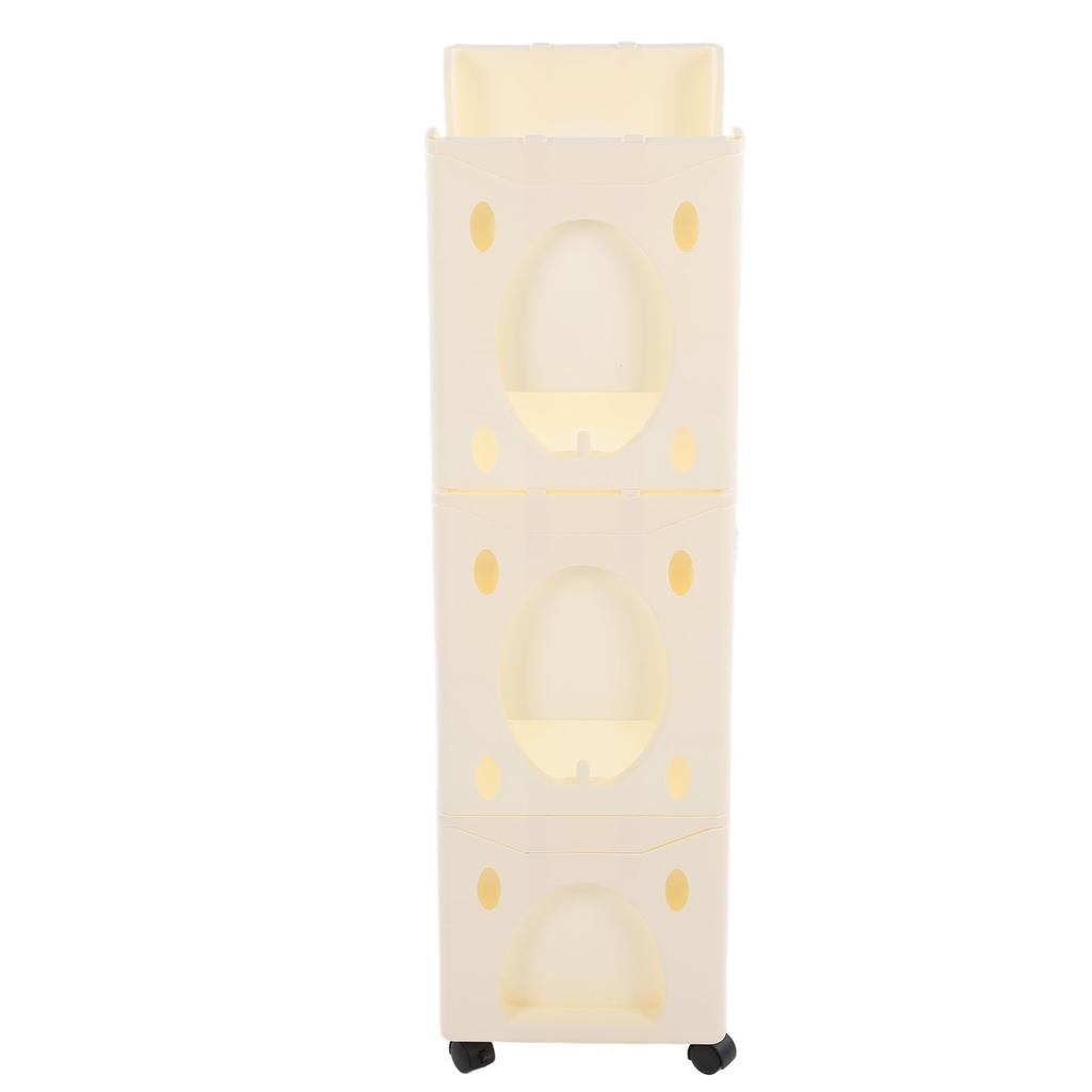 Storage Cart Large Capacity Thickened Mobile Storage Rack with Lockable Casters for Books Toys Seasoning Bottles 3 Tier