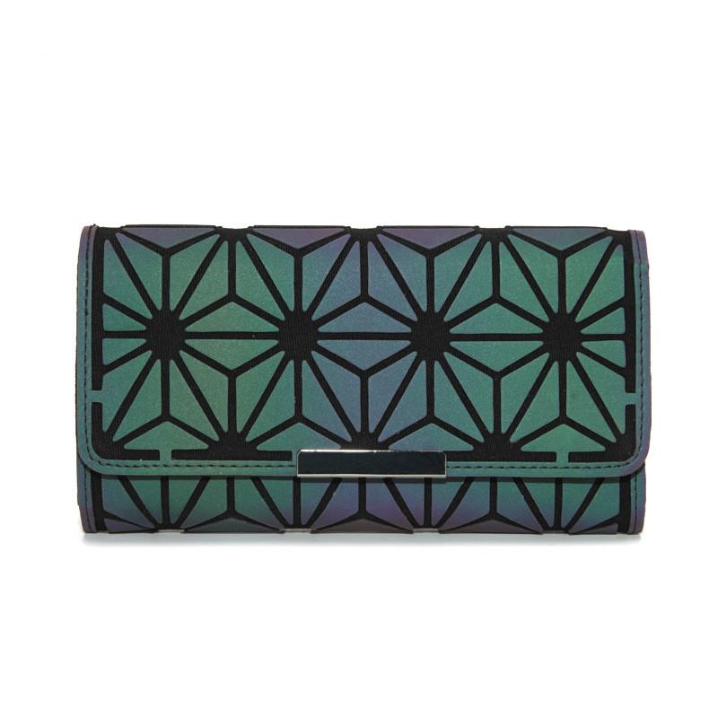 Damplånbok Geometri Koppling Laser Färgglad plånbok Kvinnlig Ljusande plånbok Telefonväska Korthållare Modeplånbok för kvinnor lång plånbok i tre lager