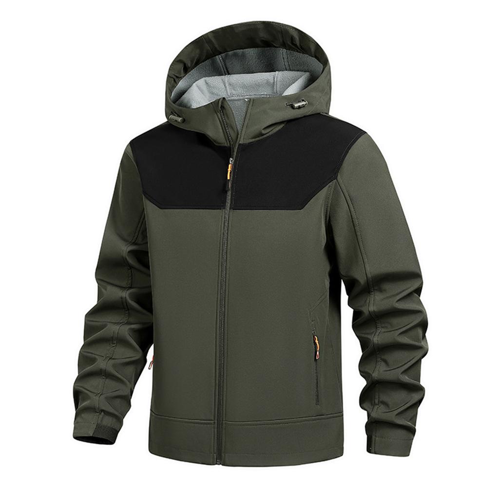 Men's Solid Color Outdoor Mountaineering Waterproof Windproof Fleece Jacket Outdoor Jacket