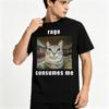Oversized Unisex Meme Cat Rage Consumes Me Graphic Tshirt Tee For Outdoor Camping Fishing Tarot Sup Street Daily Top