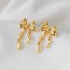 Eco-friendly Gold Bow Trendy Alloy Earrings