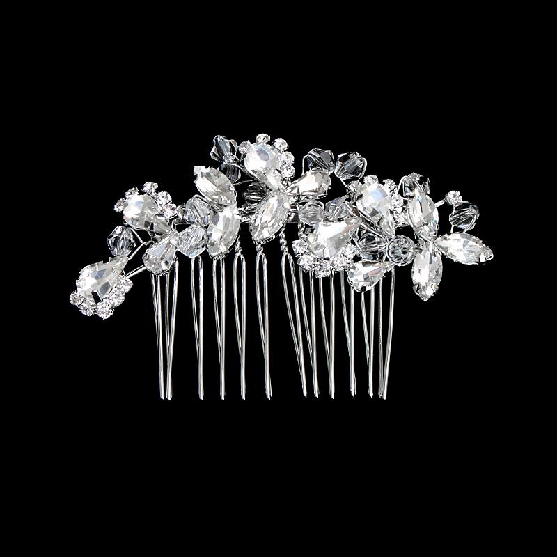 New Silver Alloy Hair Comb Handmade Pearls Rhinestones Fashion Metal Headpiece Elegant Hair Jewellery Accessory For Women