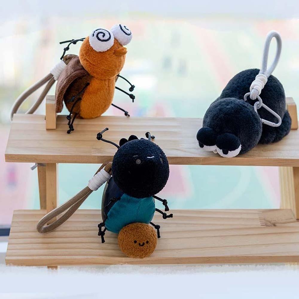 Cartoon Plüschinsekten Schlüsselanhänger Polyester Kakerlake Schlüsselanhänger Kreativer Motten Fliegen Anhänger Schüler