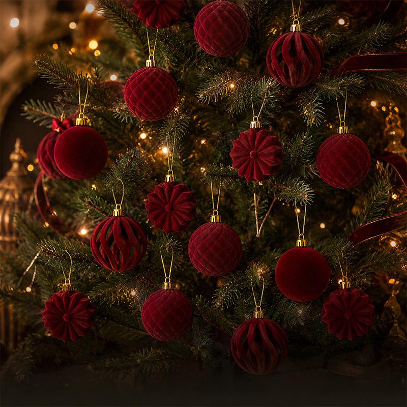 Christmas Flocking Ball Ornament Set - European Irregular Shapes