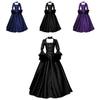 Elegant 2020wish Medieval Lace Patchwork Bell Sleeve Long Dress For Vintage Style