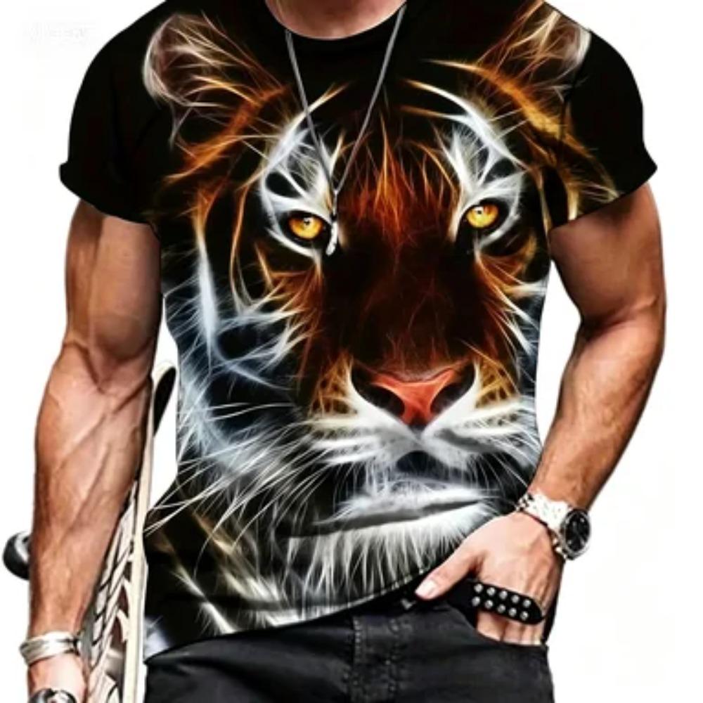Tiger 3D Printed Sports Fast Drying Breathable Men's Outdoor Street T-shirt