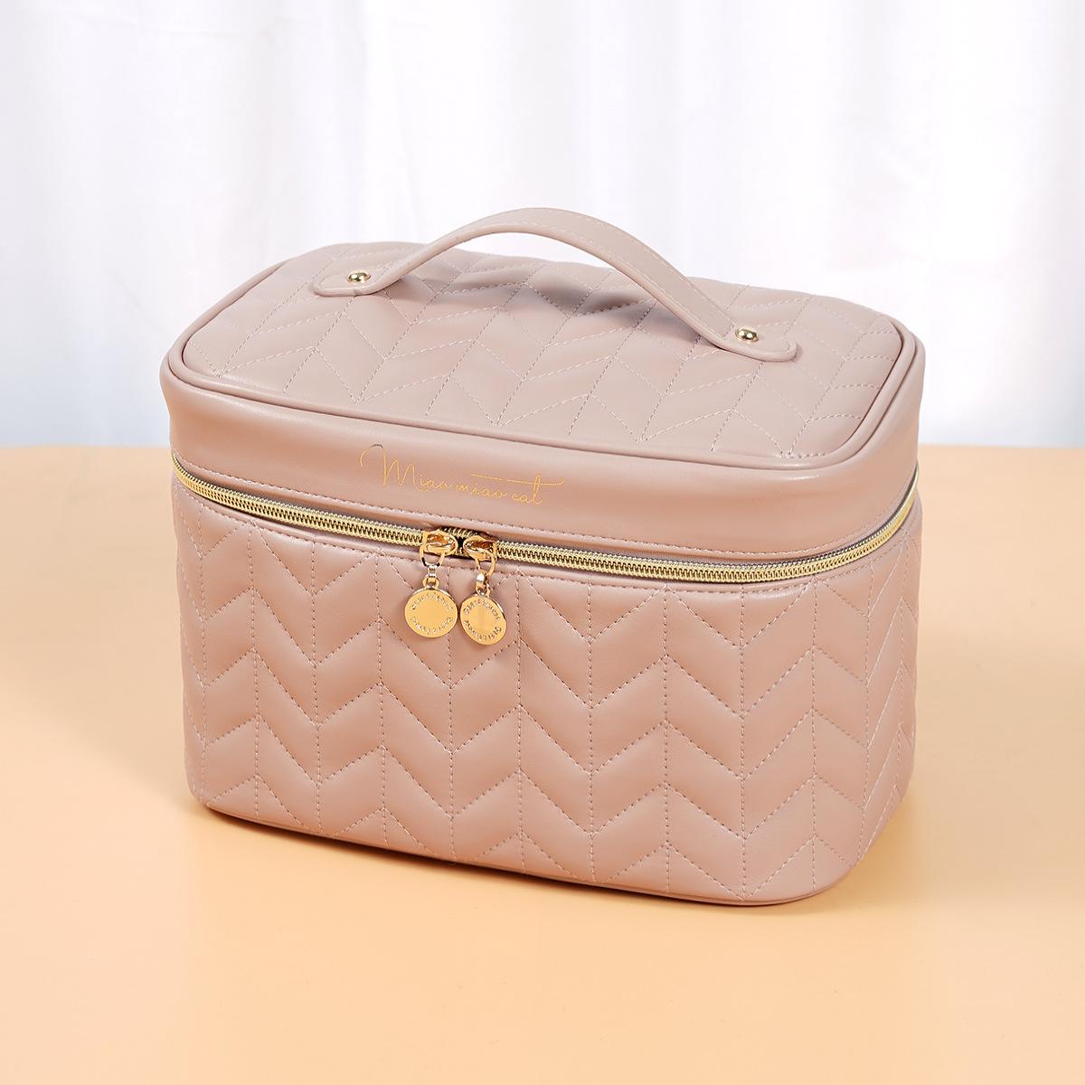 

Модный стеганый кейс из искусственной кожи с ромбовидной сеткой, большой вместимости, дорожный, портативный, для макияжа StyleC