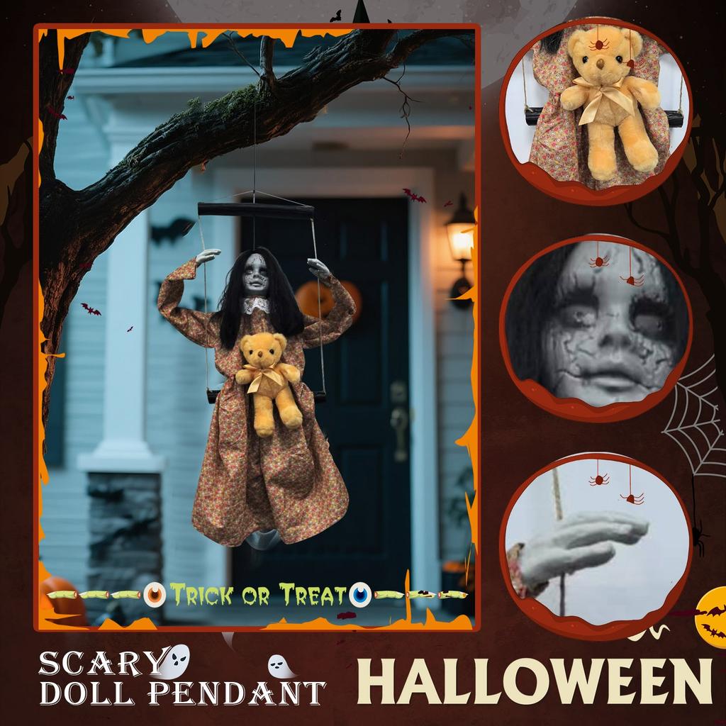 Halloween FemaleGhost Puppet Venue Decoration Props, Terrifying AndScary Pendants, CourtyardSecret Room Atmosphere Decoration Props