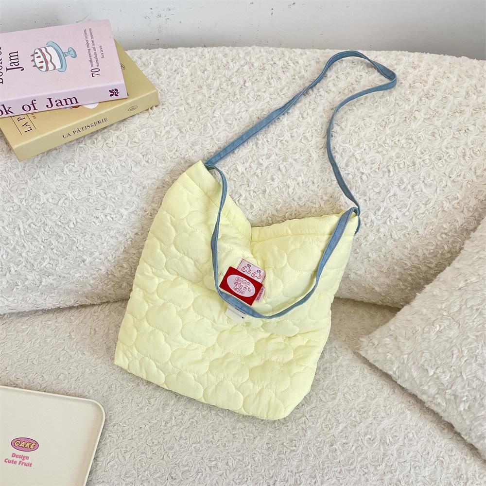 New quilted padded one-shoulder crossbody schoolbag for student women, practical large-capacity one-shoulder bag for women