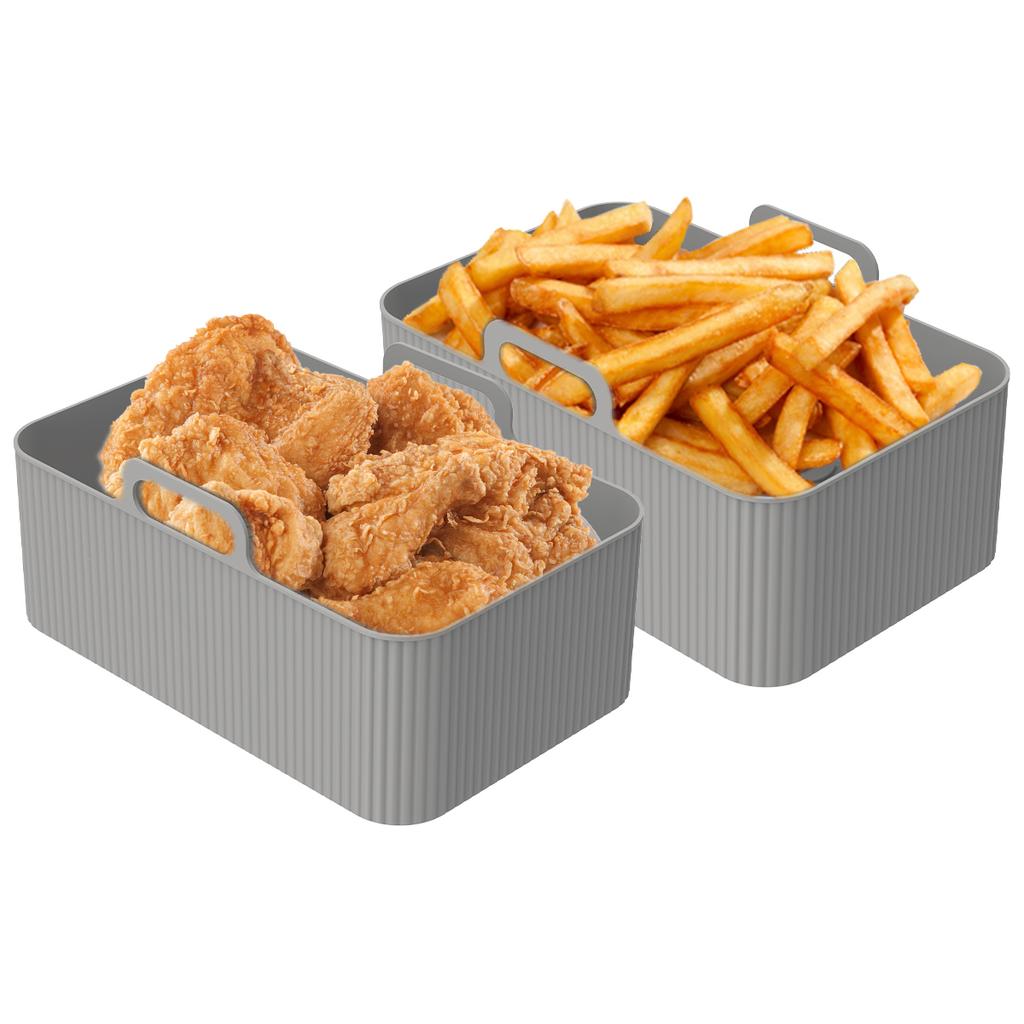 2Pack Silicone Air Fryers Oven Baking Tray Pizza Fried Chicken Airfryer Silicone Basket Reusable Airfryer Pan Liner Accessories