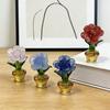 Mini Glass Rose Flower with Pot Colorful Rose Flower Ornaments Collectible Hand Blown Faux Crystal Flower Figurine for Mother's Day Birthday Table