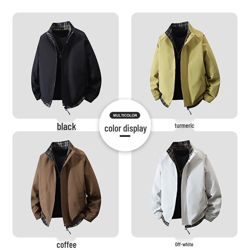 Mark Huafei Men's American Plaid Patchwork Stand Collar Jacket